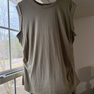 Nine West Sleeveless Ribbed Tee - Olive